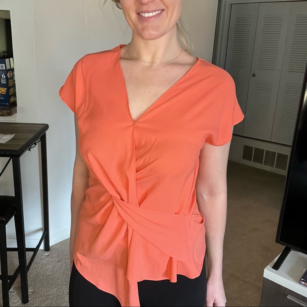 Perfect peach flowy spring blouse